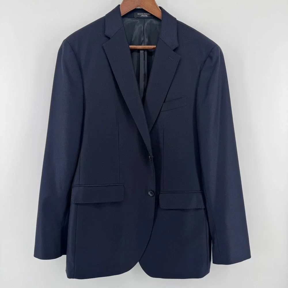 Banana Republic Reda Flexo Blazer Mens 40R Navy Blue Tailored Slim Fit Italian